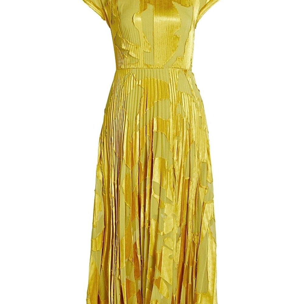 Jason Wu Collection Abstract Fil Coupe Fit-&-Flare Midi-Dress, Kiwi, Size 14